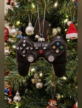 Gaming Controller Christmas Tree Ornament Black Glitter - Gamer - Robert Stanley